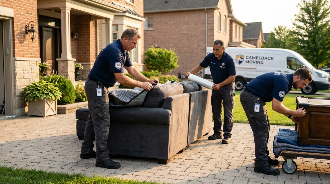 Large estate moving crew wrapping furniture in Jackson, AL